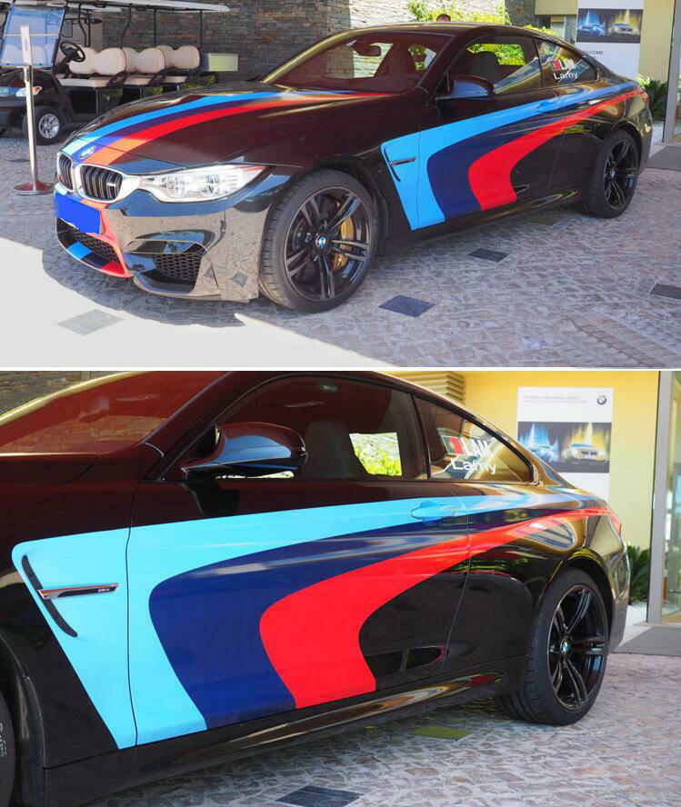 Graphics Tricolor M Performance Sticker For BMW M4 M5 Racing Stripe Bumper Decal