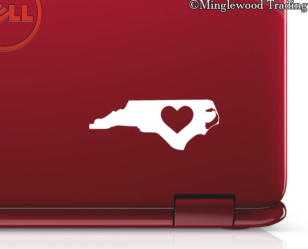 2x NORTH CAROLINA HEART 3" Vinyl Decal Stickers – State NC – 20 COLOR OPTIONS