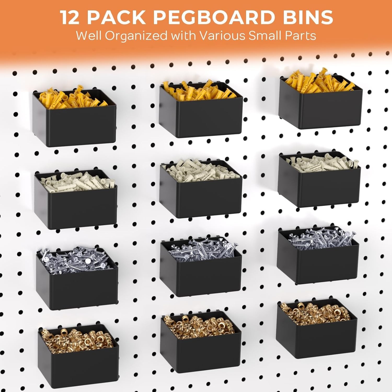 278PCS Pegboard Accessories Organizer Kit, Peg Board Hooks Assortment with Bins