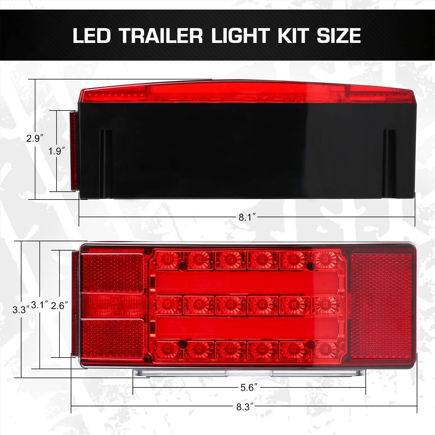 Submersible LED Trailer Light Kit Bright Brake Stop Turn Tail License Lights