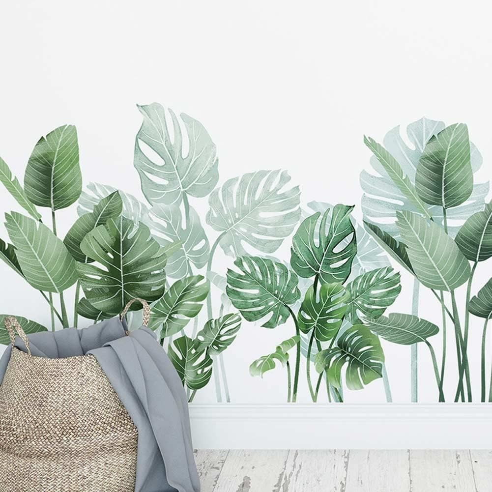 Boho Tropical Plants Wall Decals for Living Room, Natural Palm Tree #72
