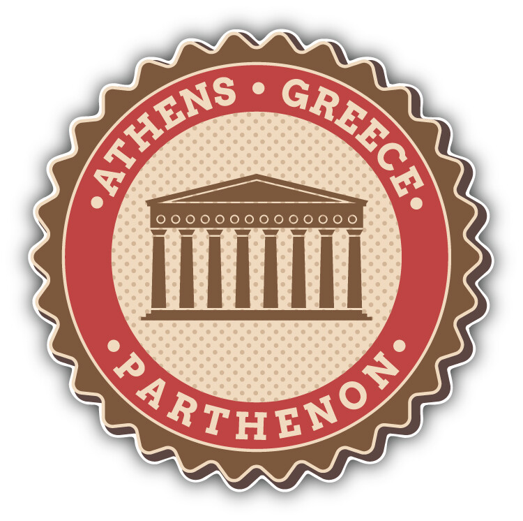Athens Greece Vintage Label Car Bumper Sticker Decal