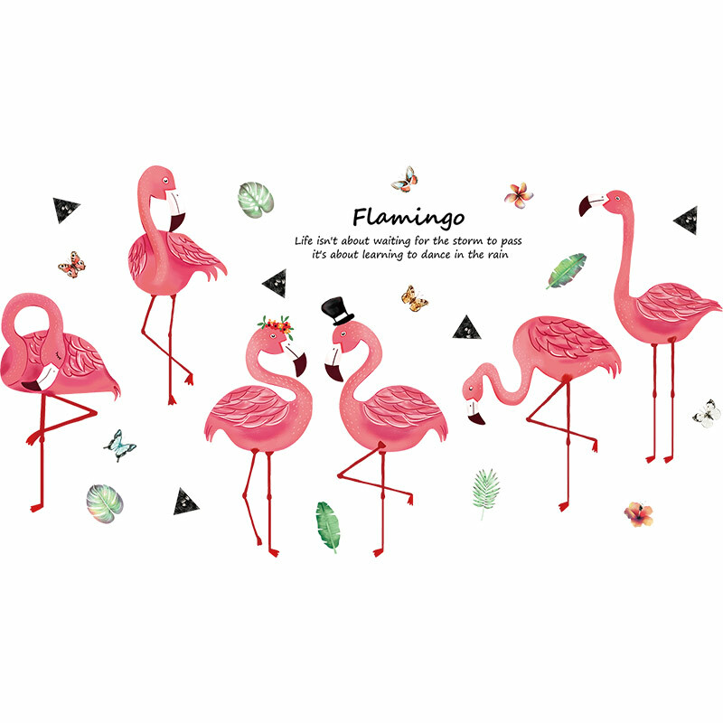 Removable Vinyl Wall Decal flamingo Girl Sticker Art Home living Room DIY Decor