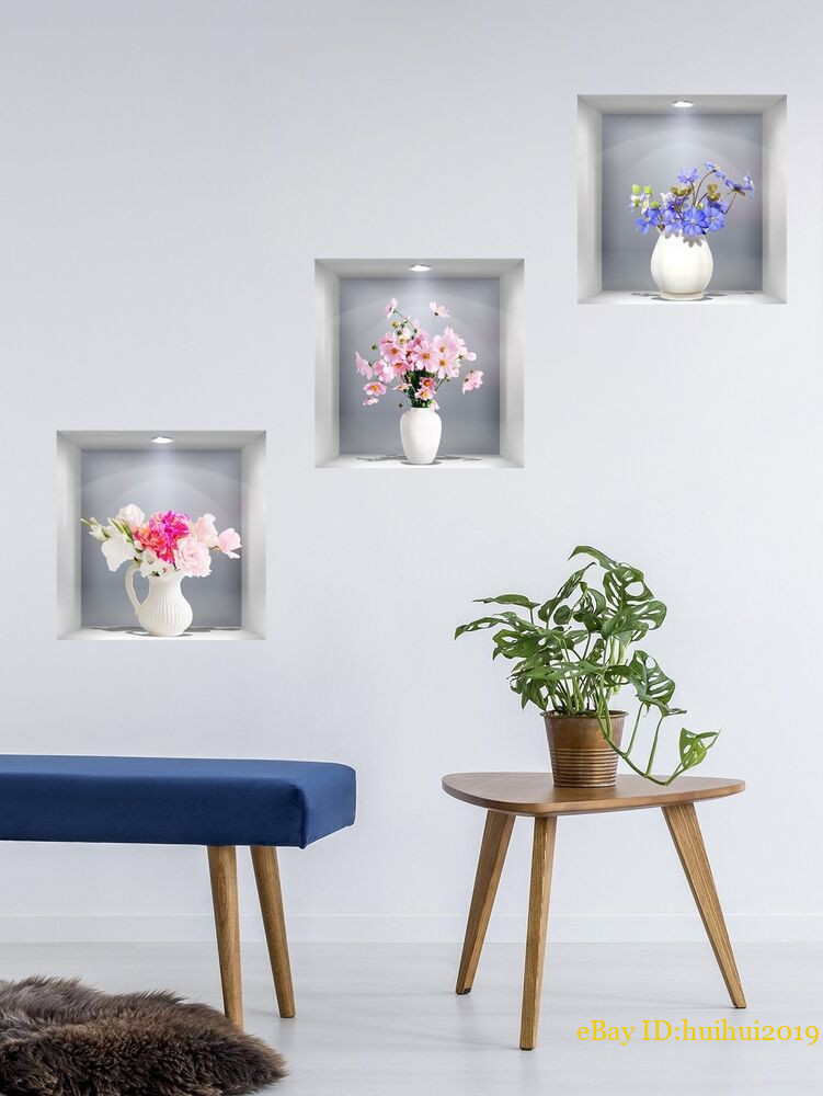 1pc Flower Design Pattern Wall Sticker Removable DIY Wall Art Decor Decals