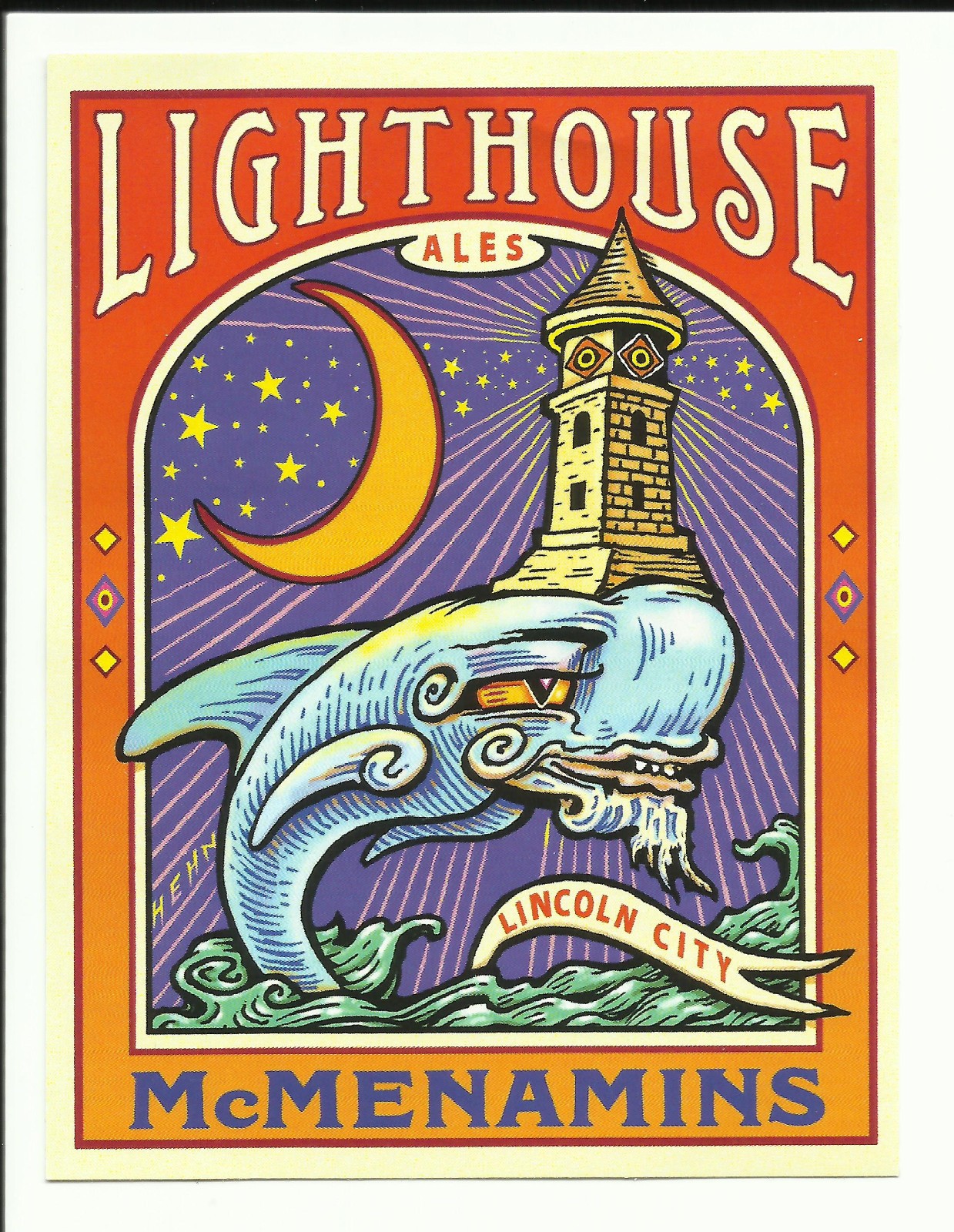 McMENAMINS Lighthouse Ales Lincoln City, OR sticker 3.3" x 4.3"