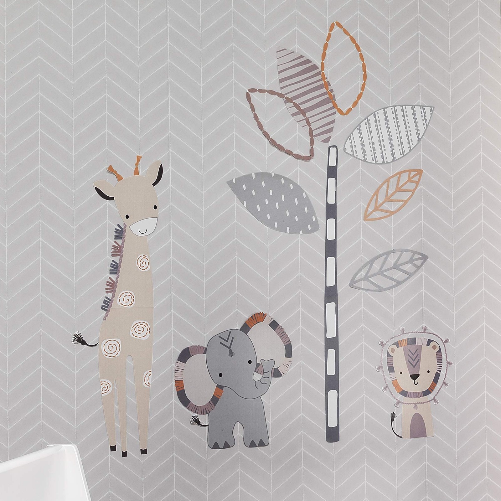 Jungle Safari Gray/Tan Elephant/Giraffe Nursery Wall Decals/Stickers