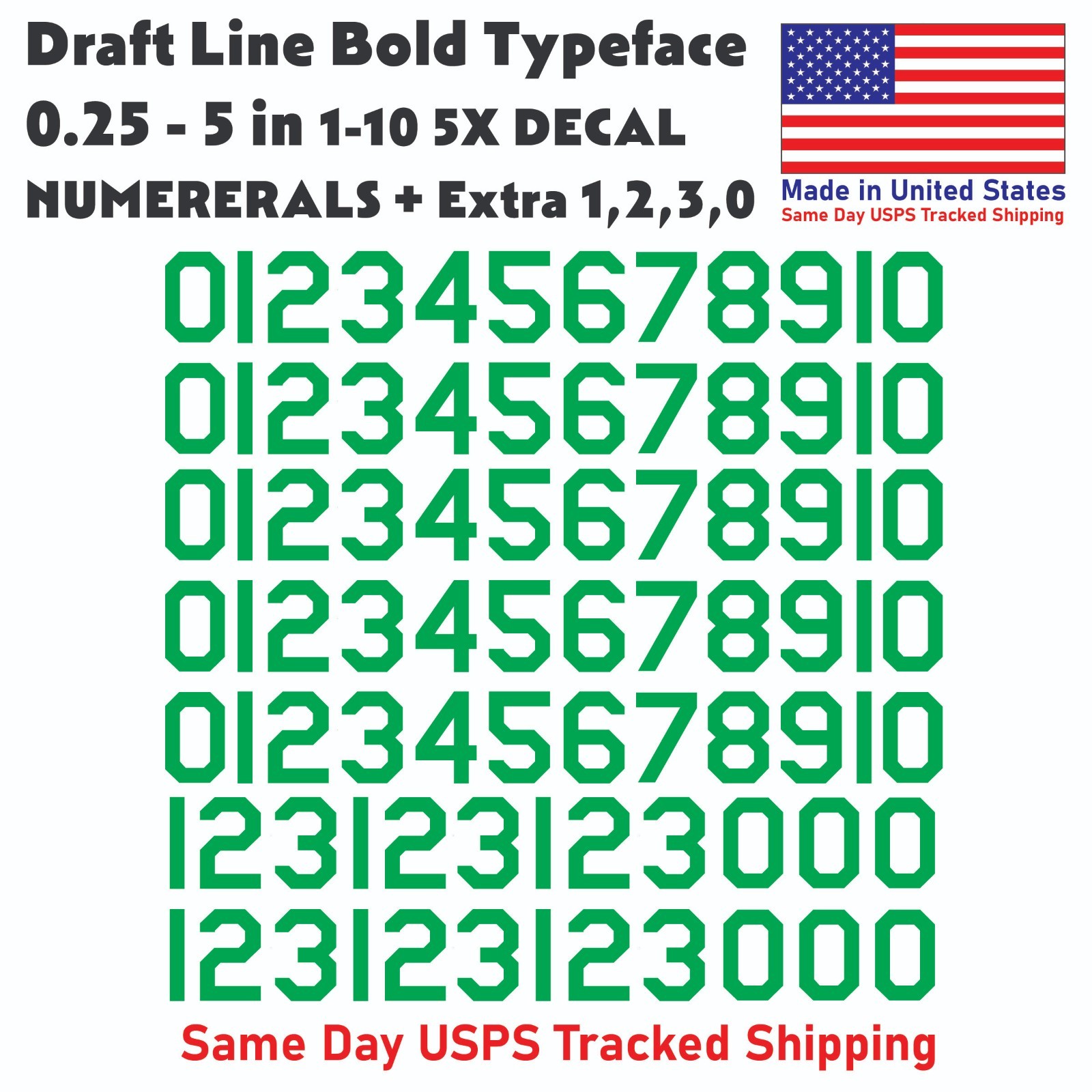 1-10 5x+ DRAFTLINE Outdoor Vinyl Decal Numbers for Mailbox Door Address Lockers
