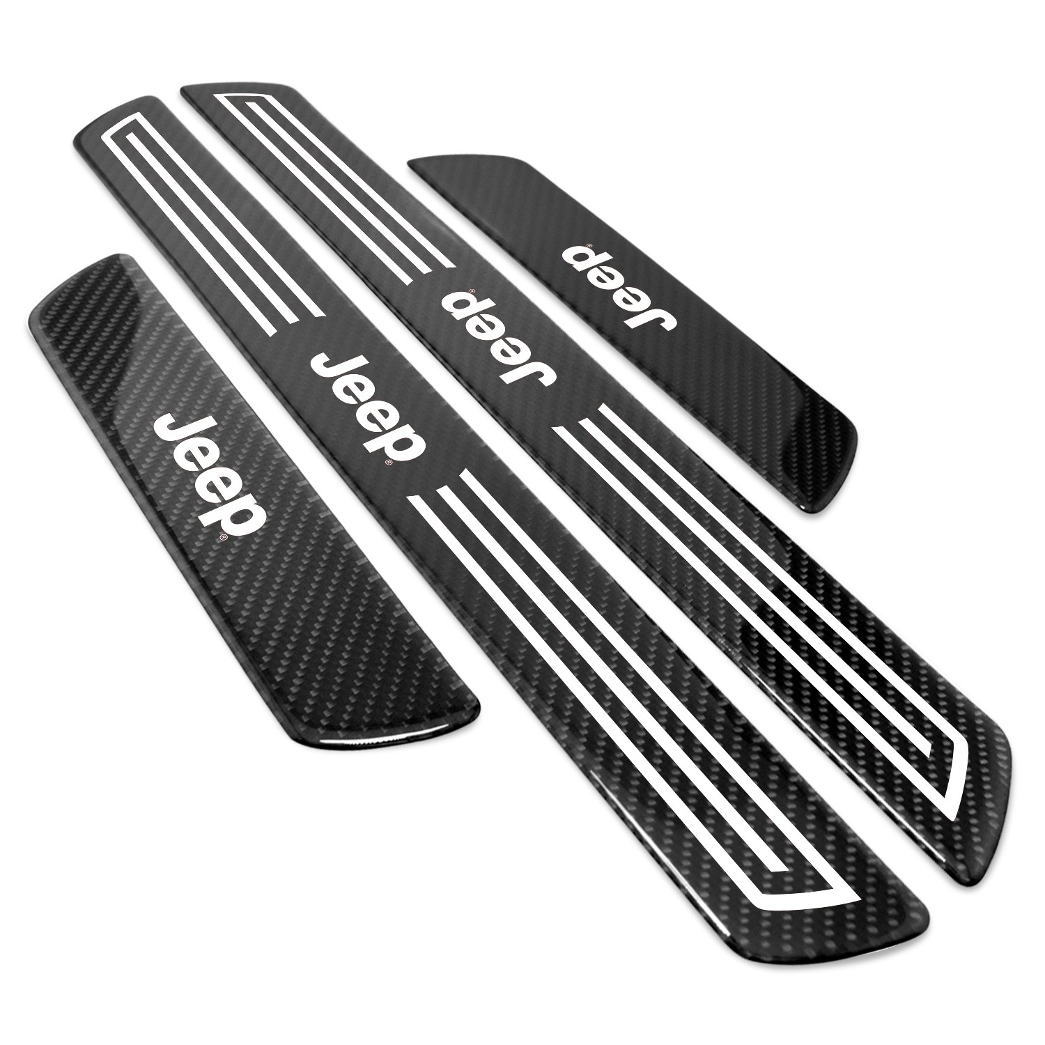 Jeep X-Large Black Carbon Fiber 4 Pcs Universal Door Sill Plates