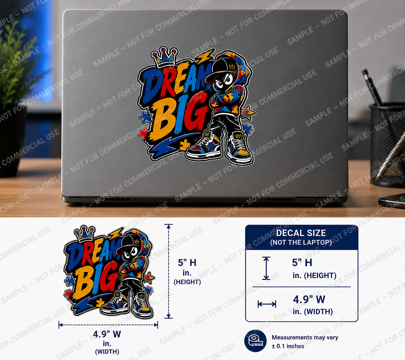 "Dream Big" Autism Puzzle Vinyl Decal Sticker