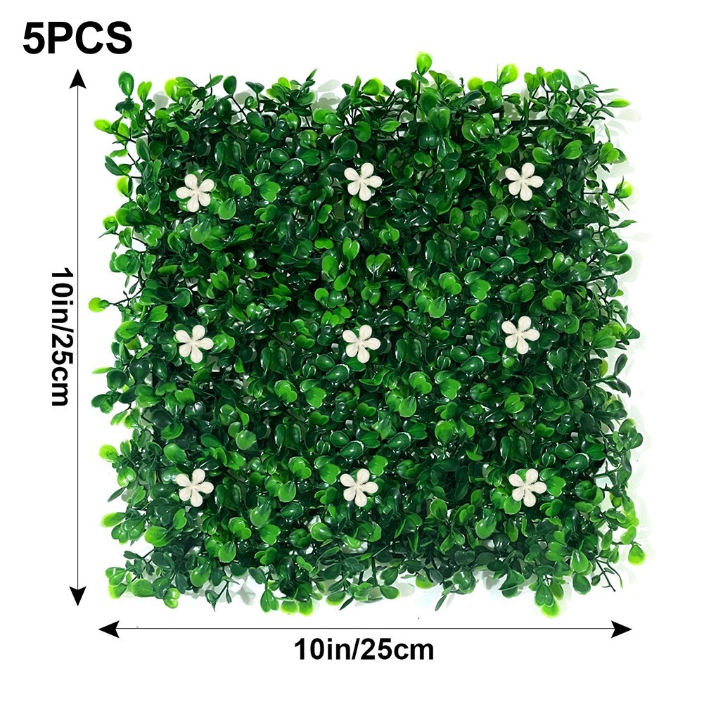 5 Pcs Artificial Green Wall Panels 25x25cm for Indoor and Outdoor Decoration