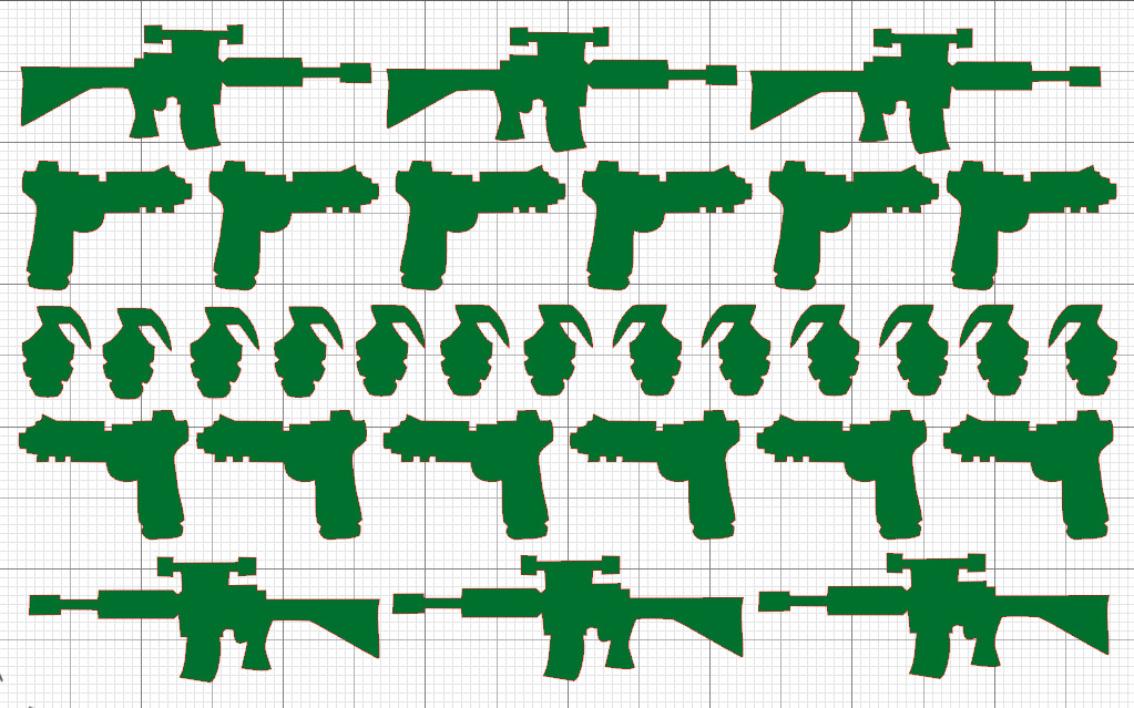 5" x 8" Gun Grenade Sticker Sheet Oracal 651 Vinyl Stationary Green