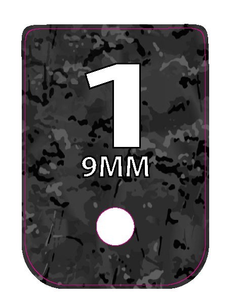 FITS GLOCK 9MM BLACK MULTICAM BACKGROUND WHITE TEXT NUMBERED 1-6 set of six