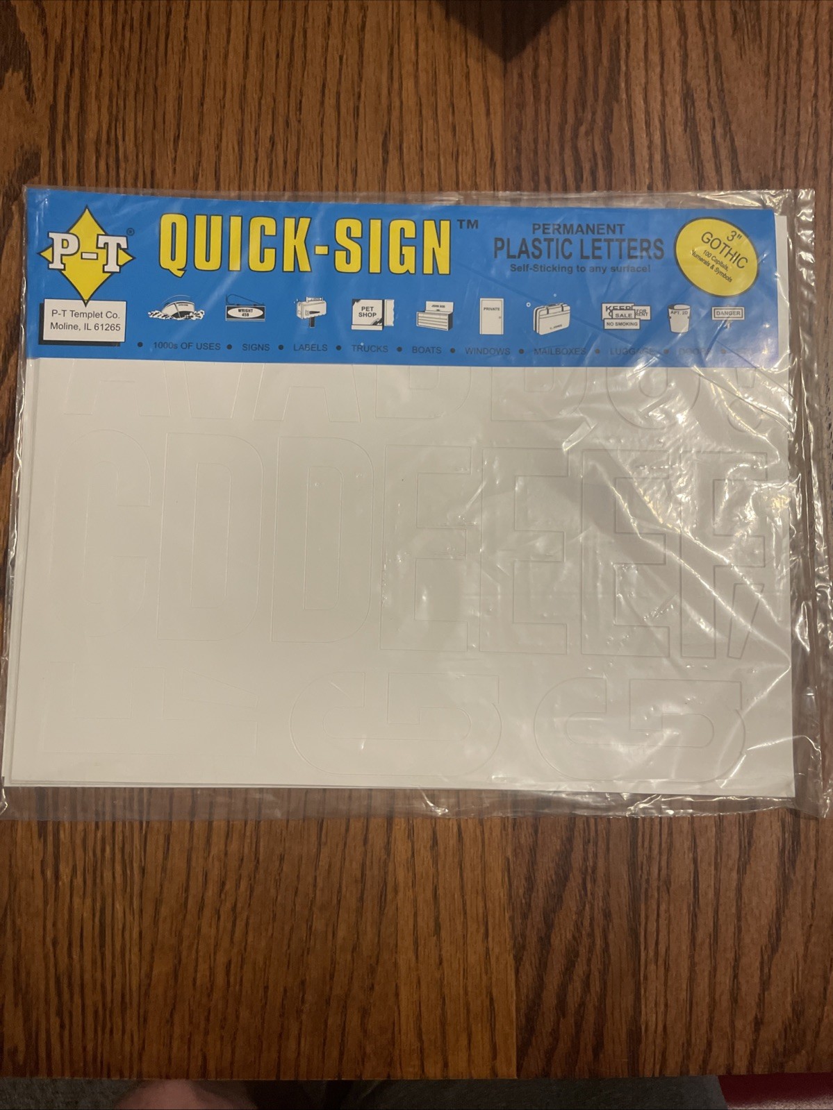 P-T Quick Sign Permanent Plastic Letters 3” Gothic 100 Capital, Numbers & Symbol