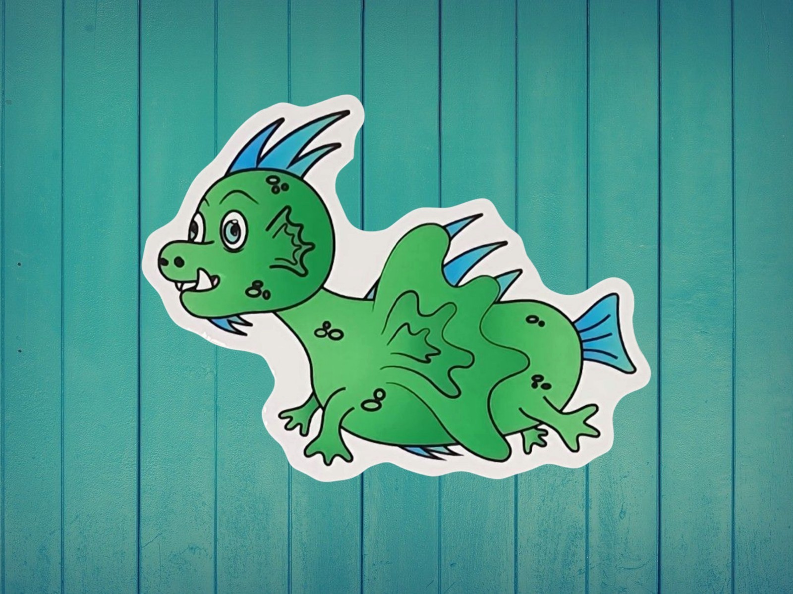 Cute Green Aquatic Monster Sticker