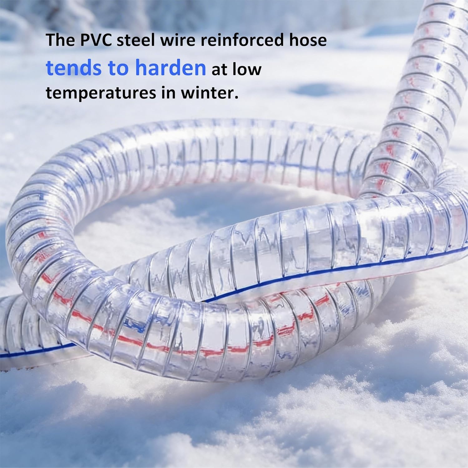1-1/2" ID X 1-3/4" OD, 3FT Length Steel Wire Hose PVC Vacuum Tubing (With 2 Stai