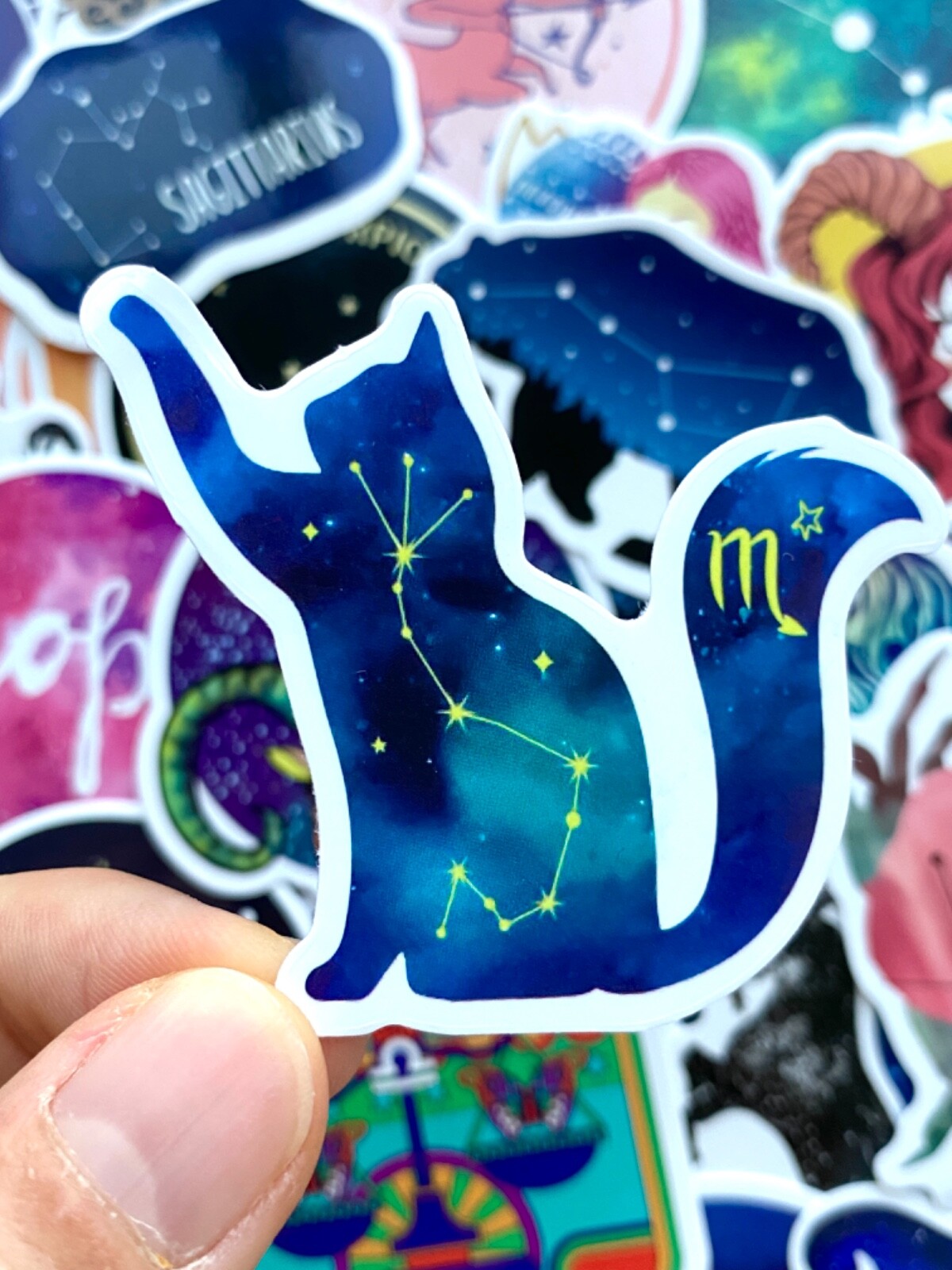 5-50 pcs Zodiac Sign Stickers, Retro Star Astrology Tarot Horoscope Laptop Decal