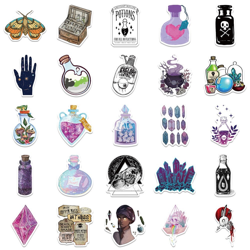 200pcs SPIRITUAL Stickers Pack, Crystal Potion Gothic Stickers, #050112139