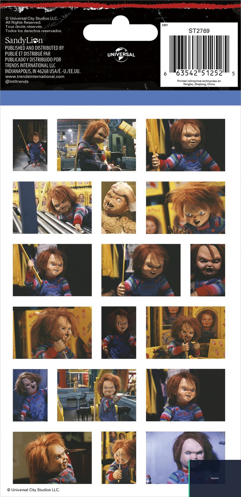Chucky Standard Sticker Sheets, Officially Licensed, 50+ Stickers, 4 Pack