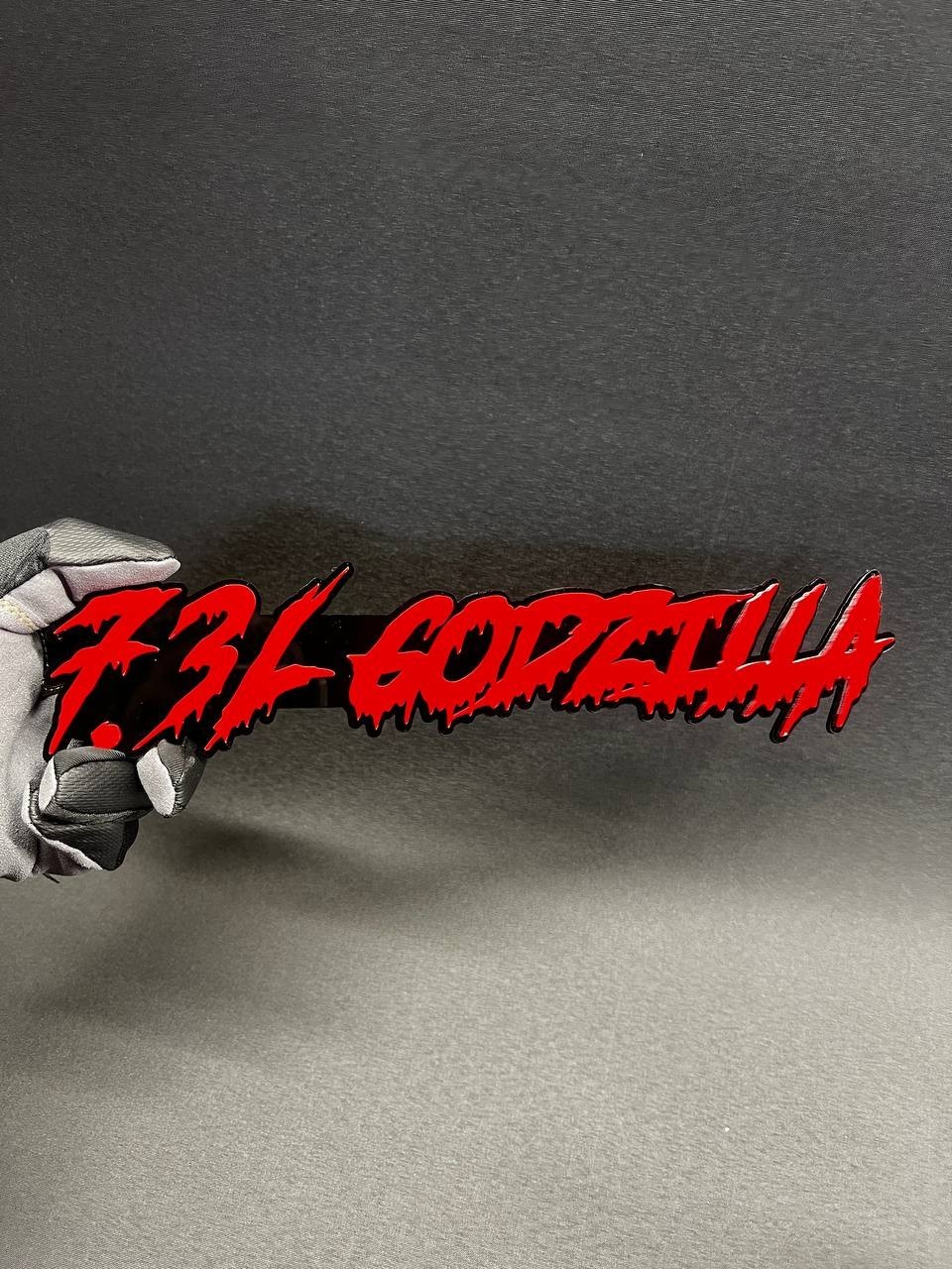 1X 7.3L Drip Godzilla Custom 3D Text Car Badge Fender Emblem Tailgate Toolbox 3D