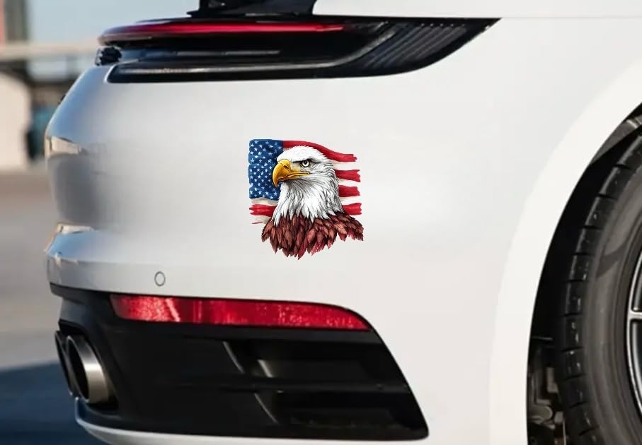 merican Bald Eagle Car Stickeruto Die Cut Decal for Bumper Window Rear Panel, A