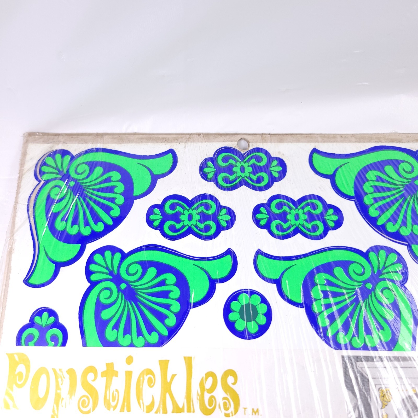 Popstickles Vintage Groovy Green Blue Stick-ons Vinyl Decals Removable Funky