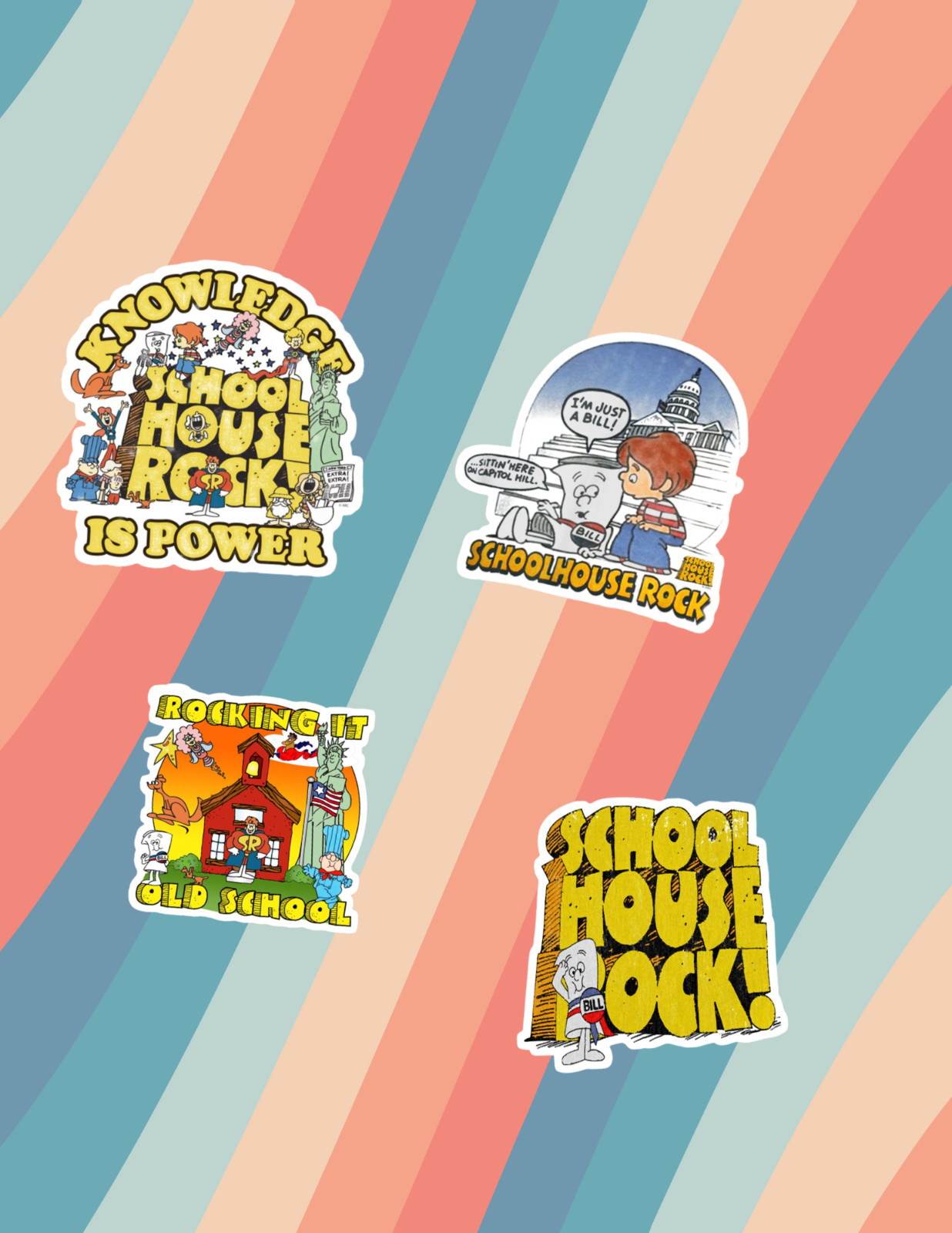 School House Rock Retro 4pc Sticker Pack