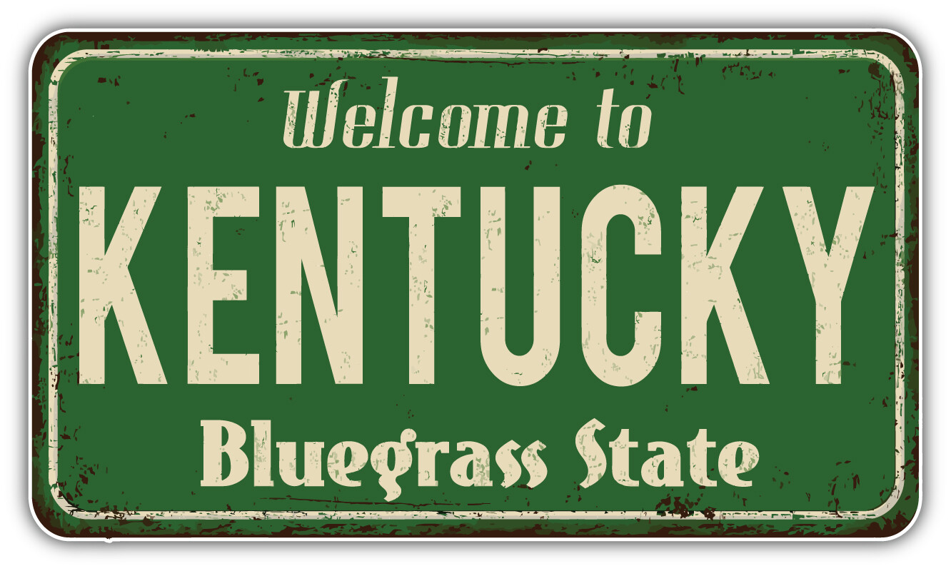 Kentucky USA State Grunge Retro Emblem Car Bumper Sticker Decal "SIZES"