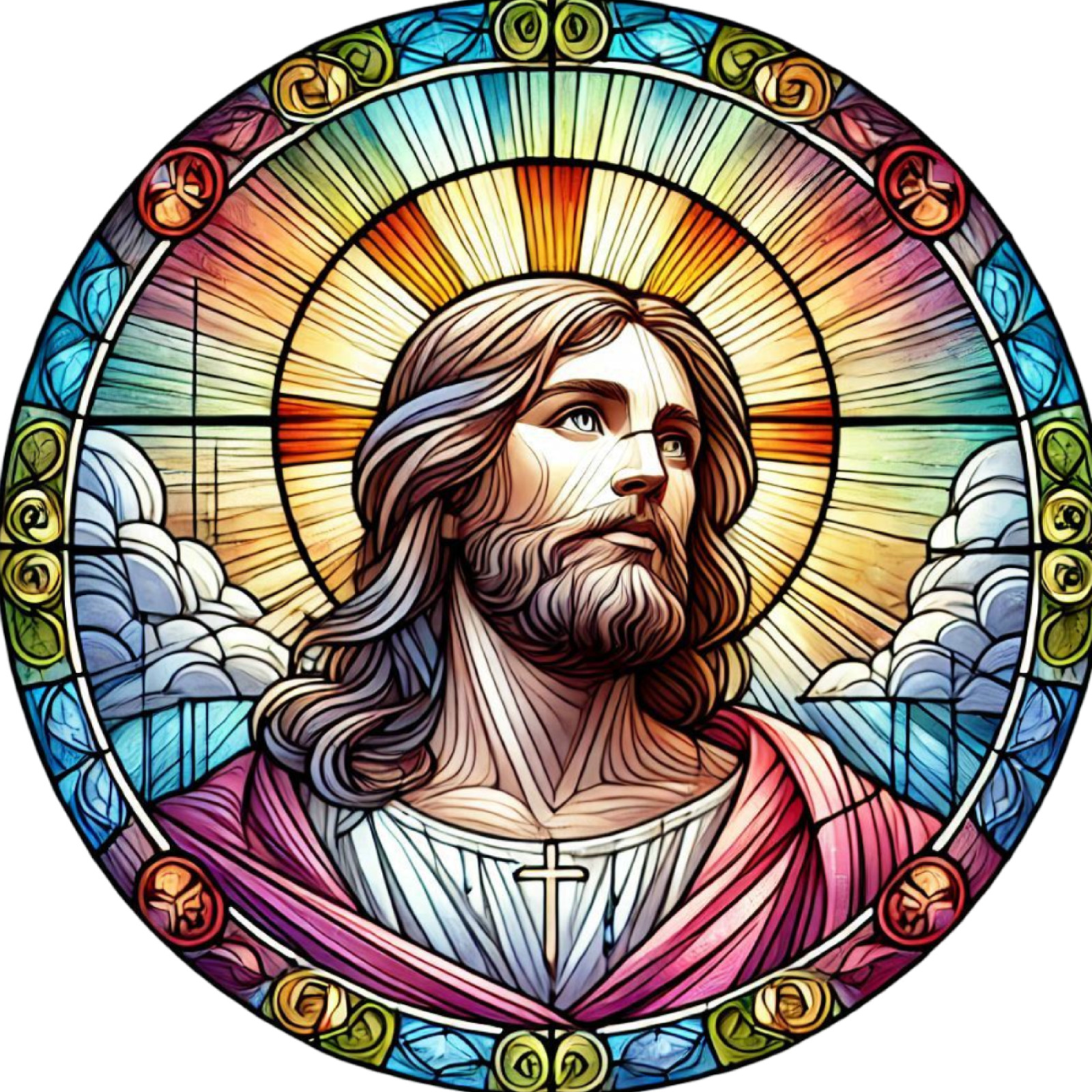 Stained Glass Jesus Wall Decal Sticker 18X18cm Large