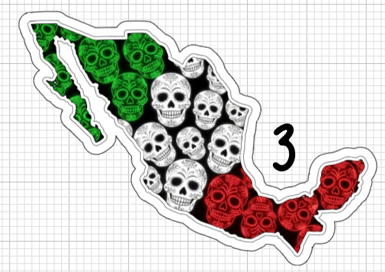 3.5" 6 Pack Mexico Stickers Cell Phone Laptop Skate Sticker Sugar Skull Mexican