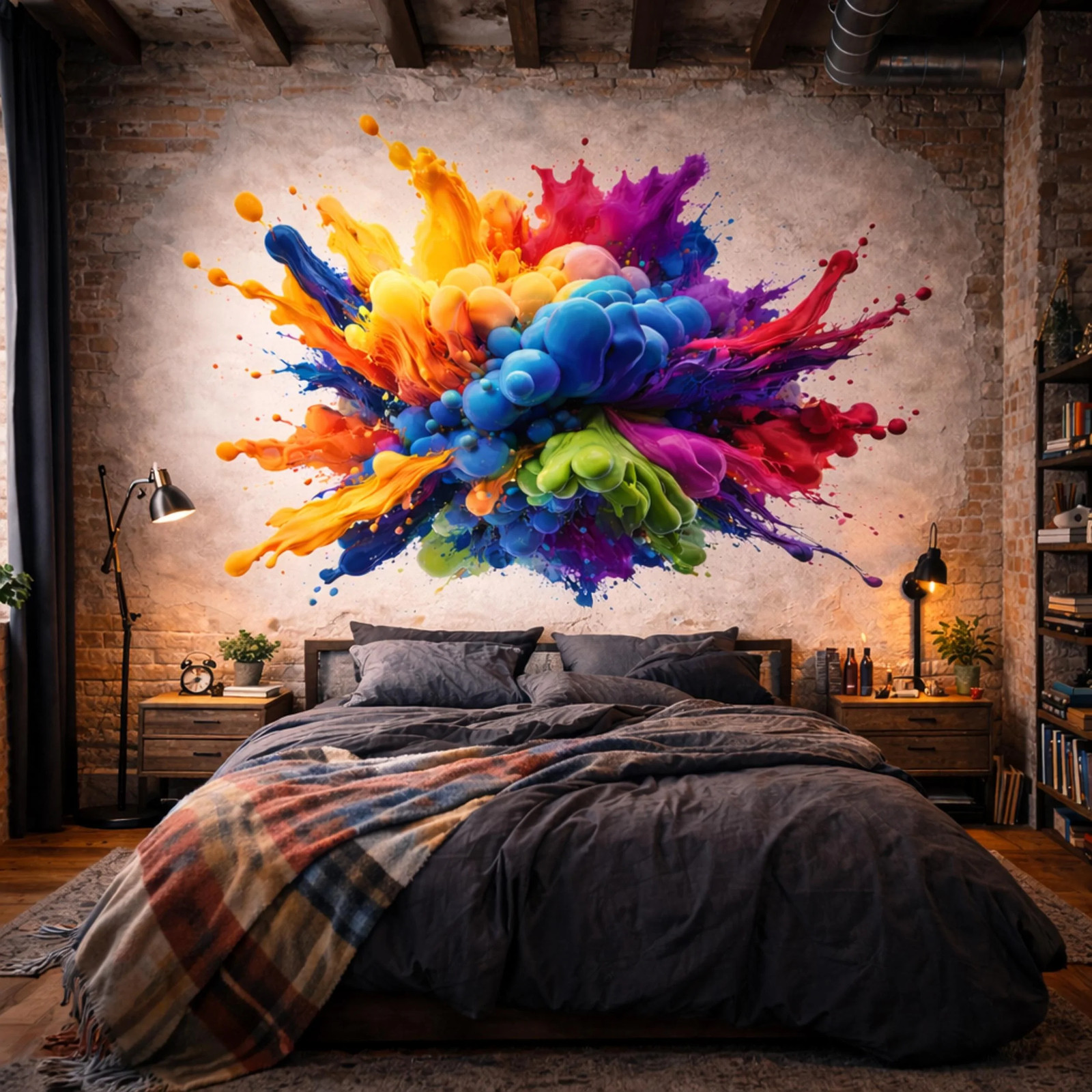 3D Paint Explosion Decal | Rainbow Splash Wall Art