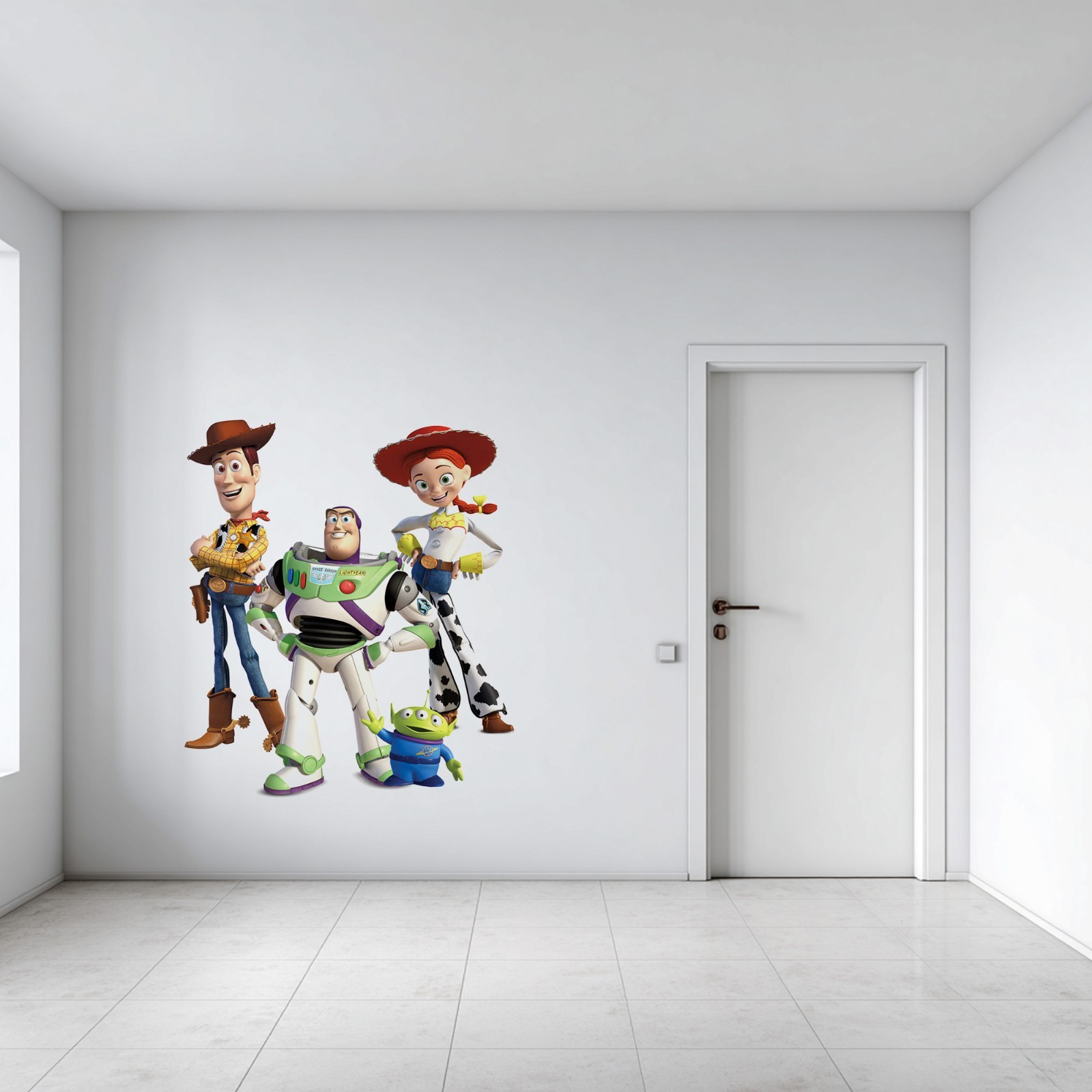 Toy Story Woody, Buzz Lightyear, Jessie and Green Alien Vinyl Glossy Wall stick