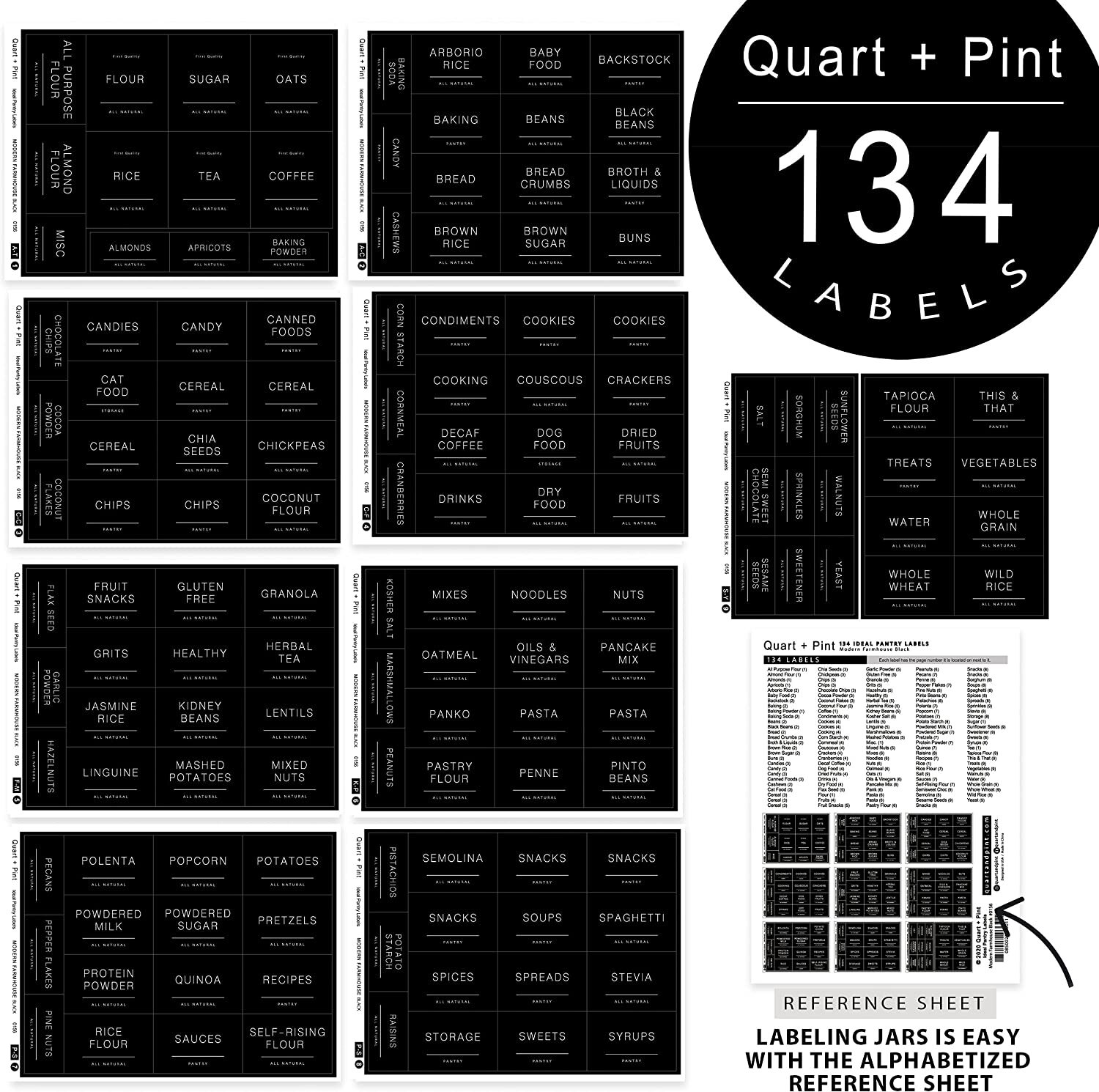 134 Kitchen Pantry Labels for Containers Minimalist Preprinted Farmhouse Style