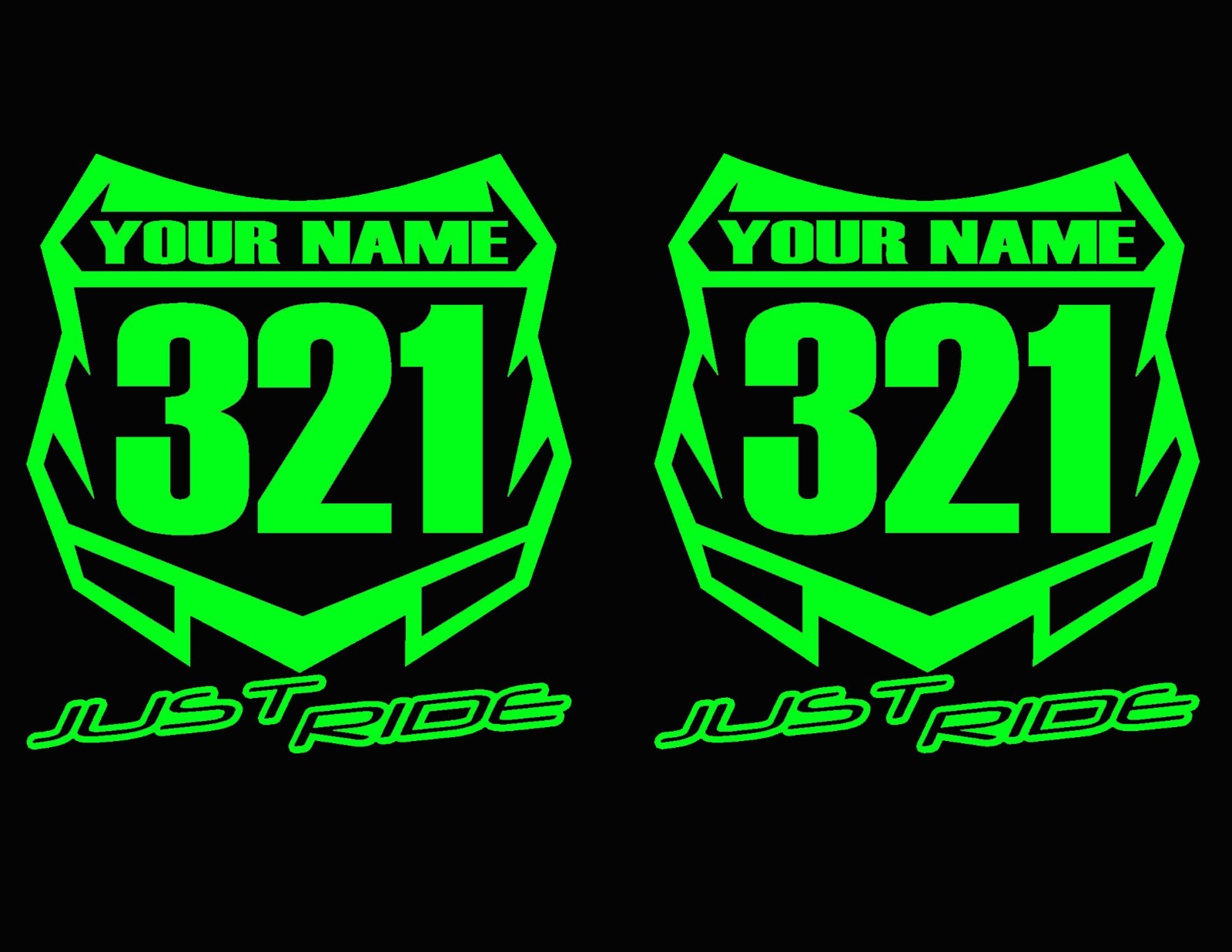 MOTOCROSS NUMBER PLATE DECAL STICKER CUSTOM NAME # MX MOTO KAWASAKI KX