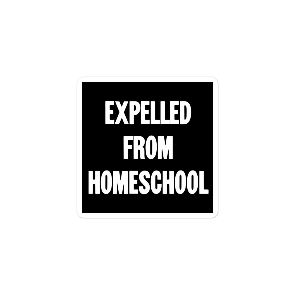 New Black Novelty Comedy Vinyl Sticker Expelled From Homeschool Rebel Outlaw