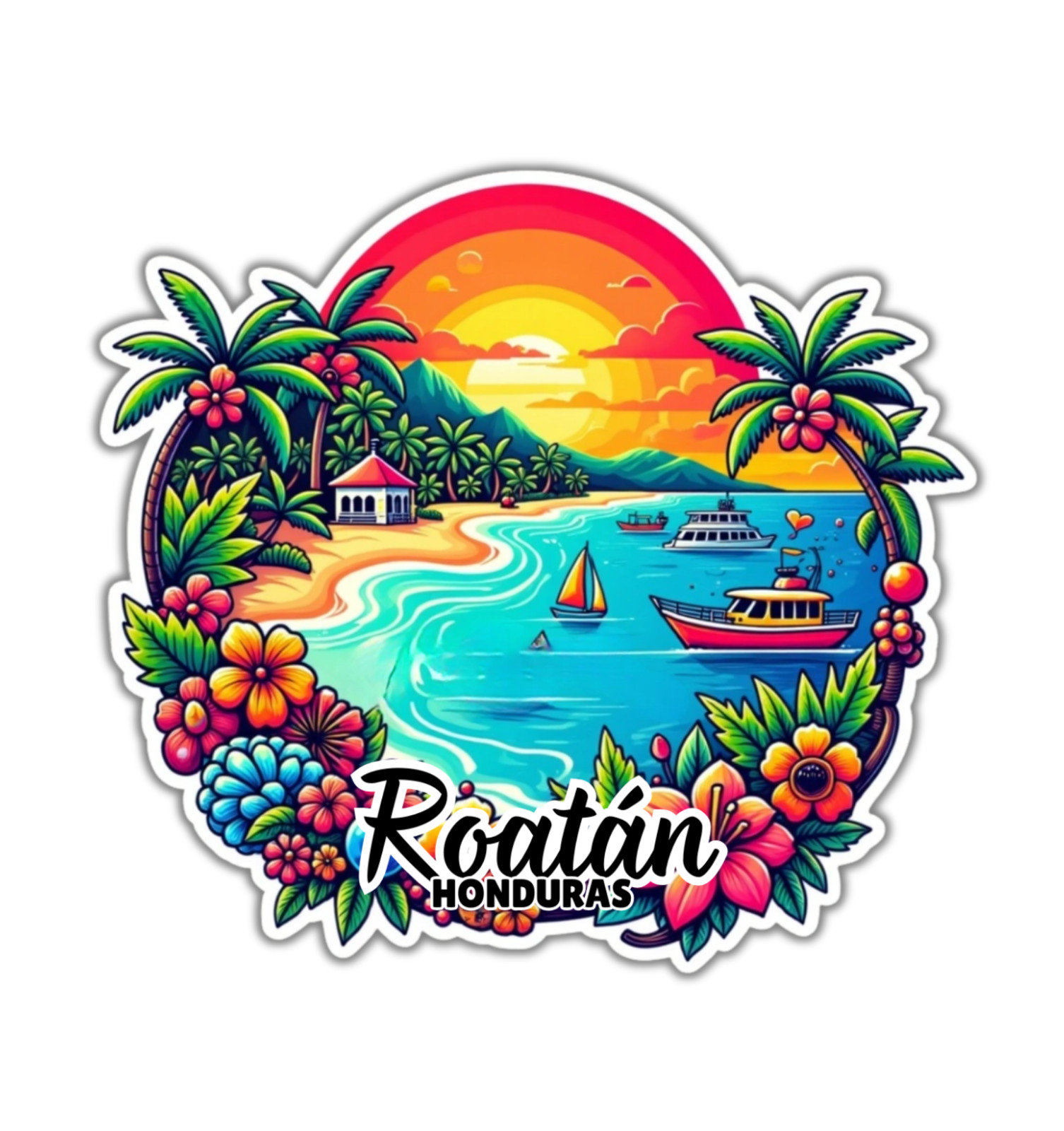 Roatan Honduras Fridge Magnet or Laptop Sticker