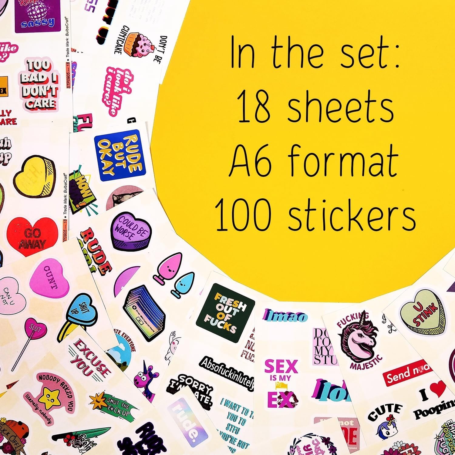Crude Humor Sticker Set: 100 High-Quality Vinyl Stickers for Personalizing