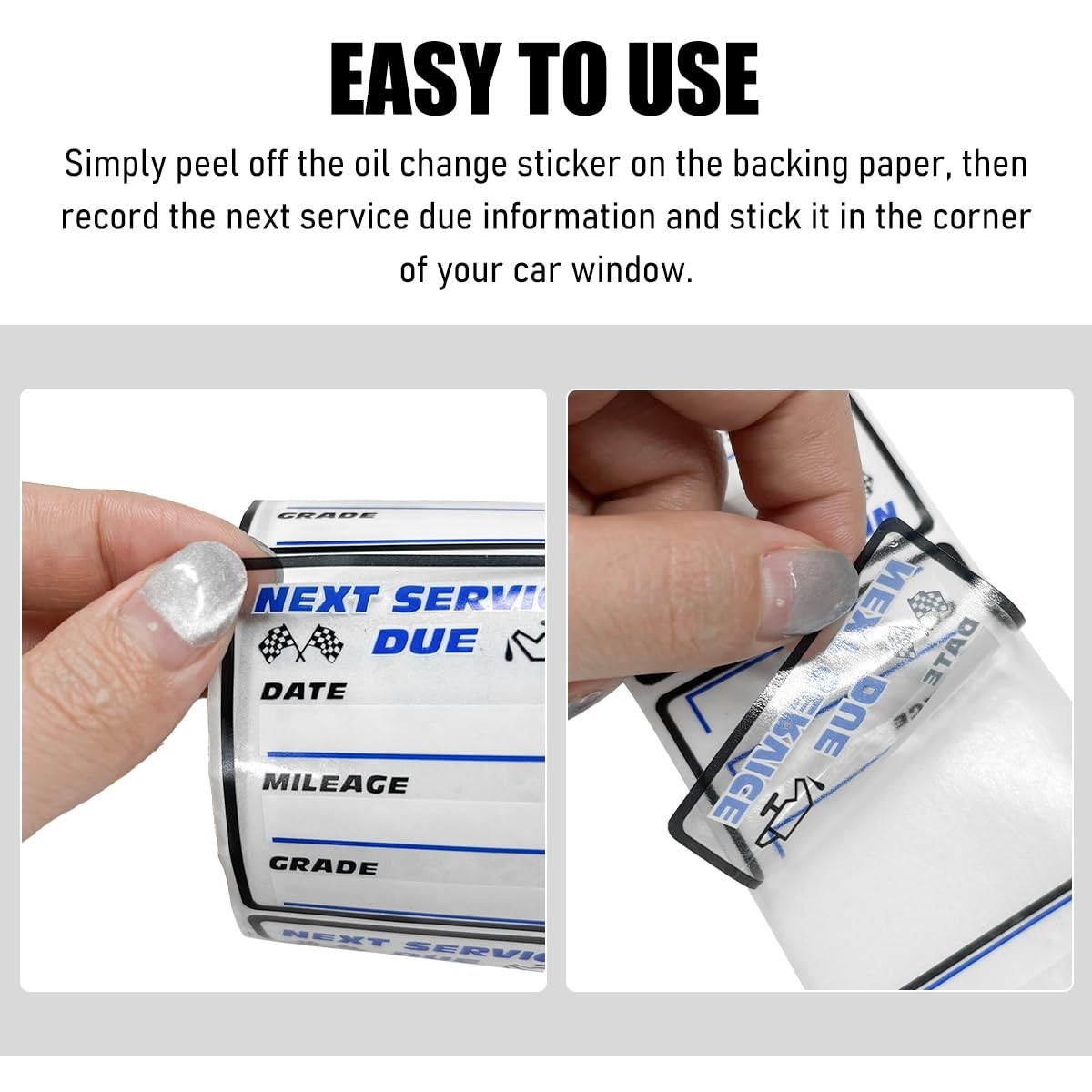 300 Pcs 2×2 Inch Oil Change Stickers Auto Windshield Service Reminder