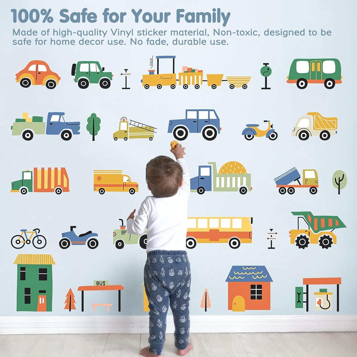 Removable Cartoon City Vehicles Wall Decals Style: Car 2