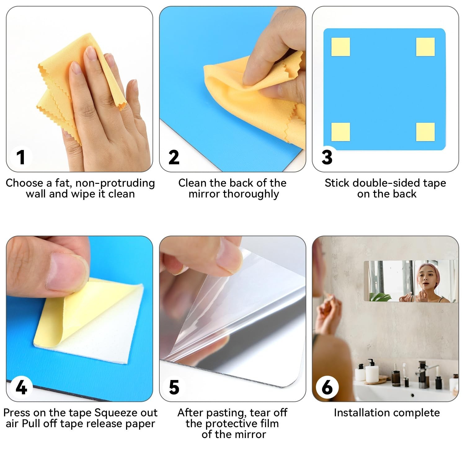 yuntop 2 Pack Self Adhesive Acrylic Mirror, 2MM Flexible Plastic Mirror, Shat…