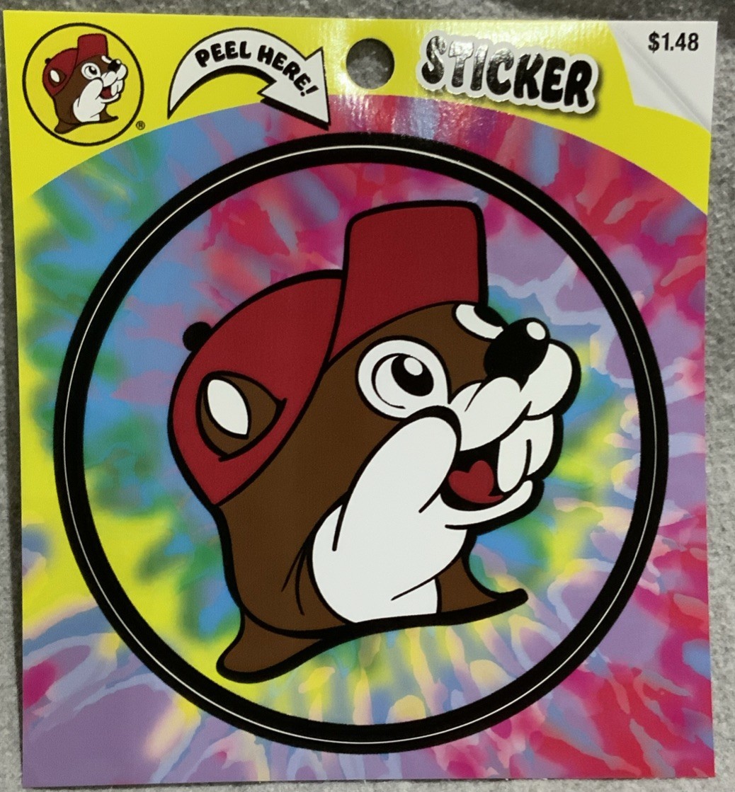 Buc-ee's Sticker – Beaver Logo on Tie Dye – 4×4 inch sticker – New Design