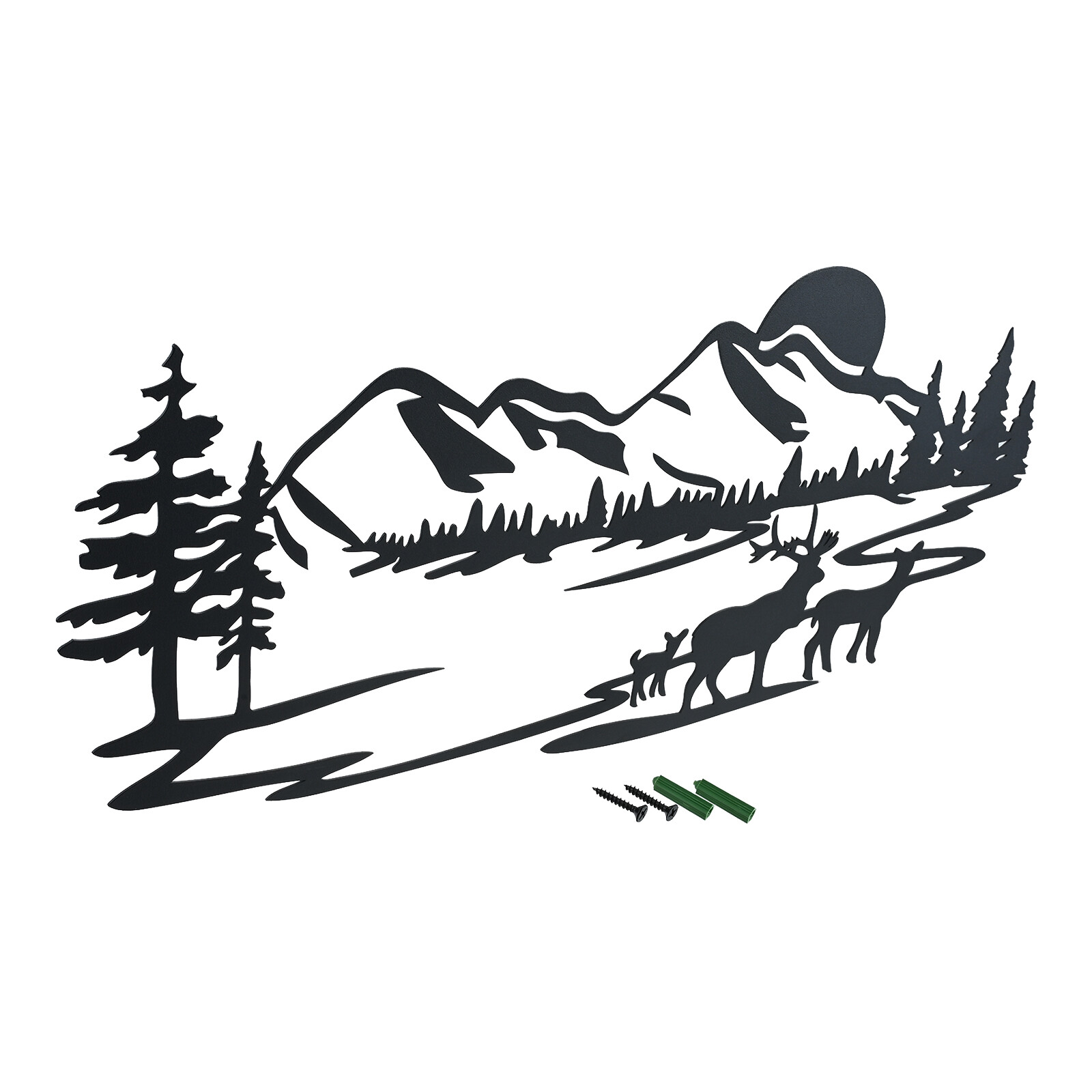 Metal Deer Mountain Sunrise Wall Art Decoration for Living Room Bedroom Kitchen
