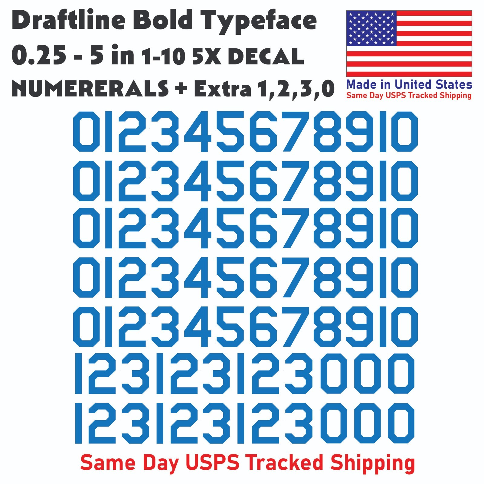 1-10 5x+ DRAFTLINE Outdoor Vinyl Decal Numbers for Mailbox Door Address Lockers