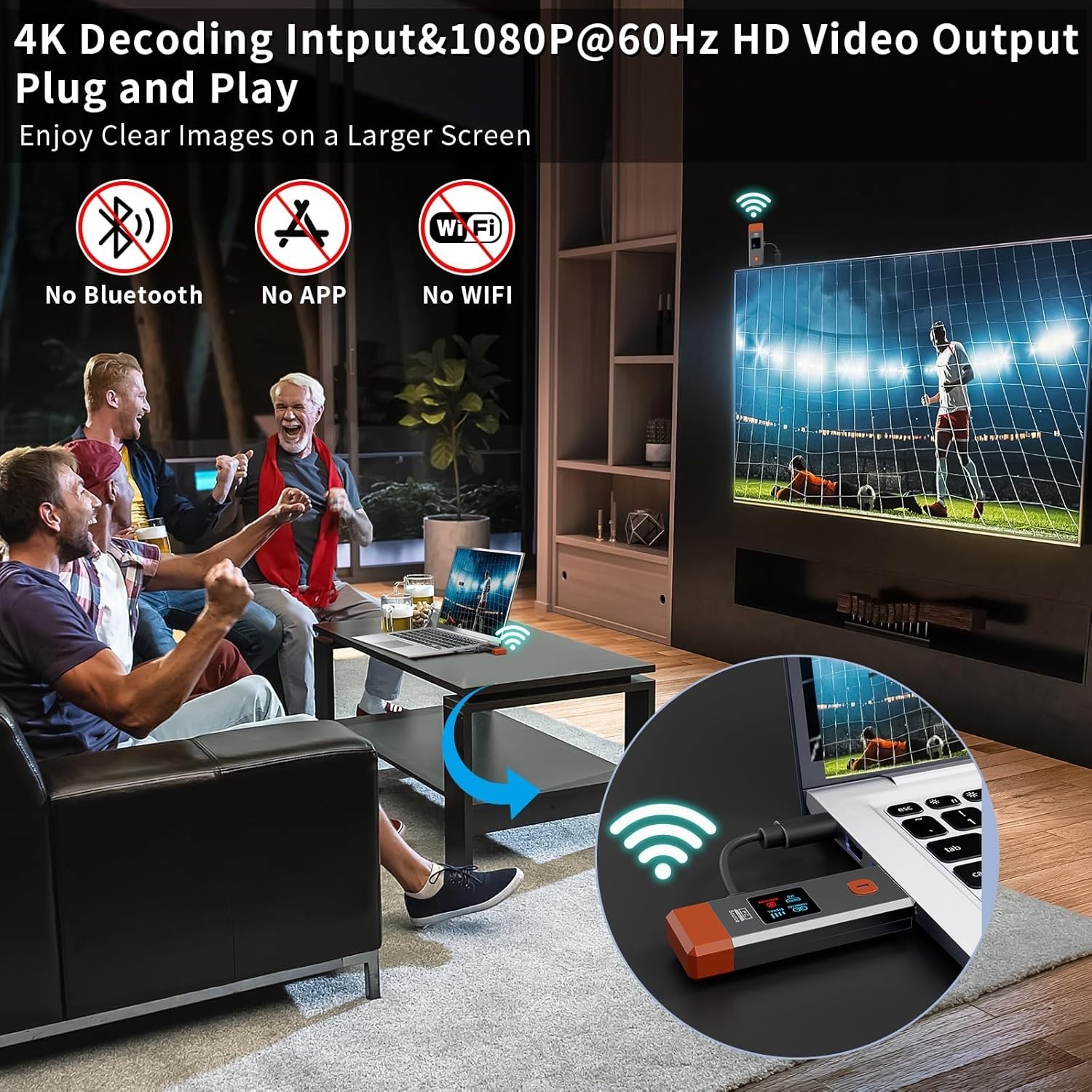 Wireless HDMI Transmitter & Receiver 328ft 4K/1080P Extender Plug & Play for PC/