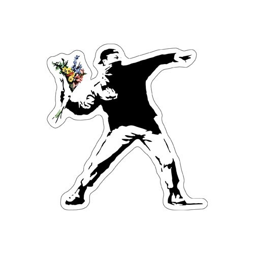 Banksy Flower Thrower Stickers trendy anime cute nerd art pun indie 90s