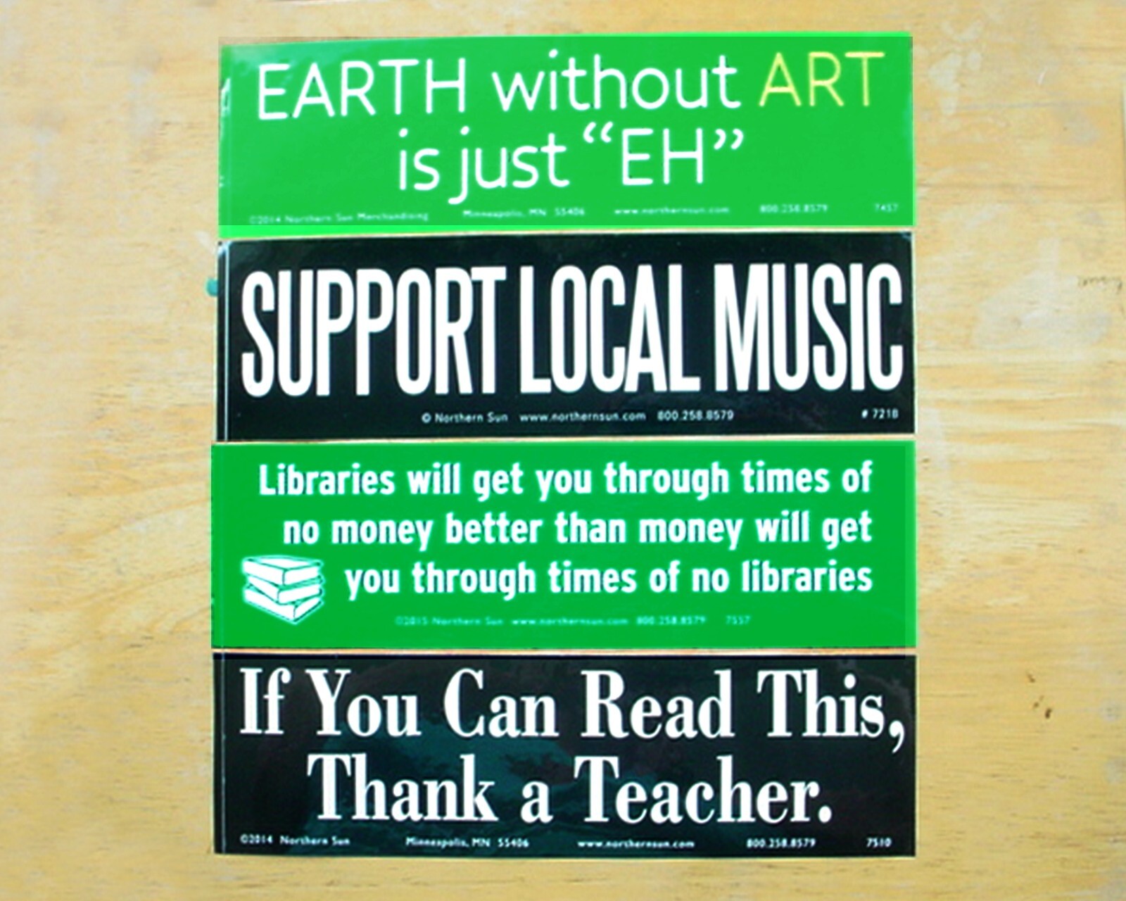 4 BUMPER STICKERS ART MUSIC LIBRARIES TEACHERS READING EDUCATION 11-1/2" X 3"