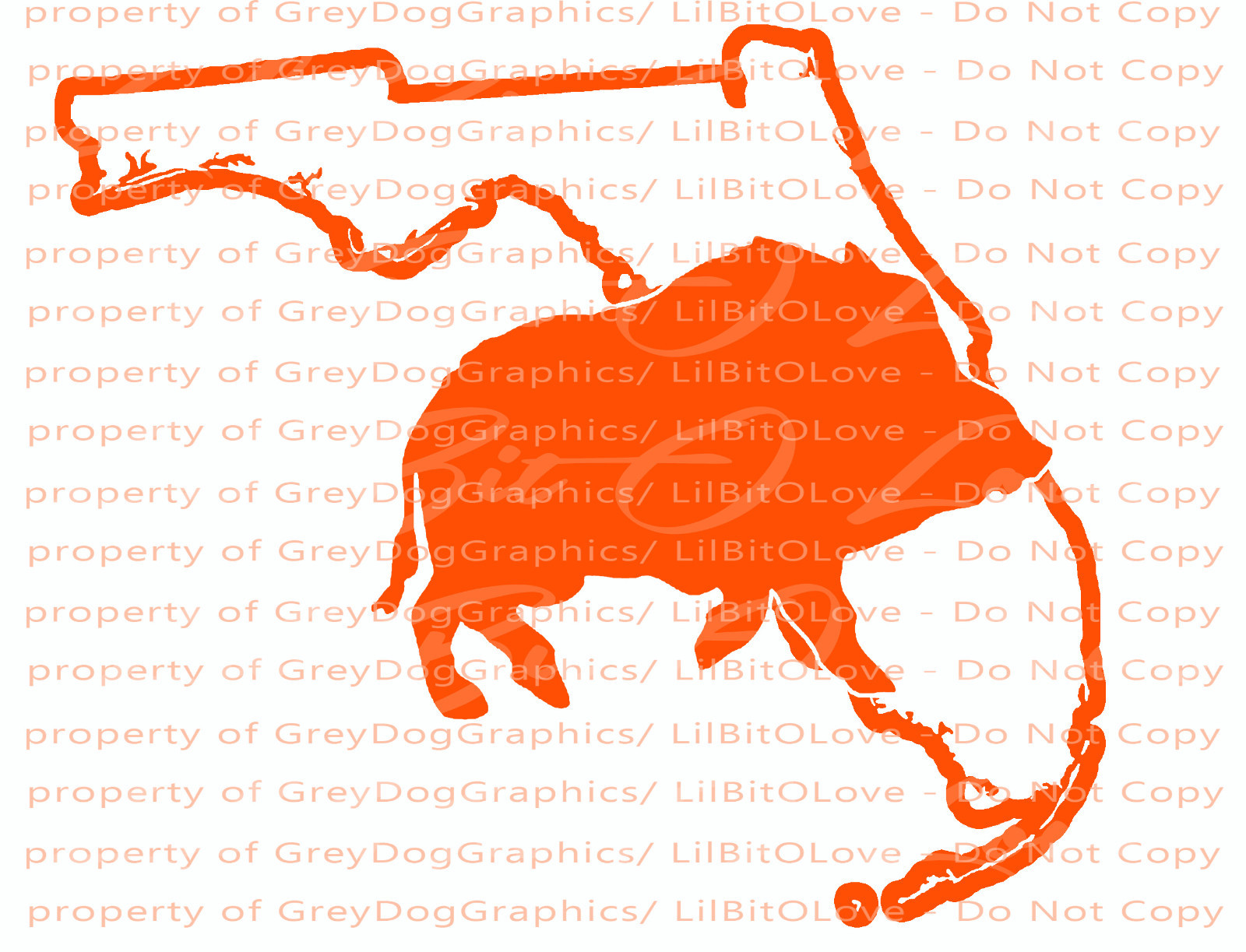 Solid Hog Boar over the Florida State Outline Hunter Vinyl Decal Sticker Hunting