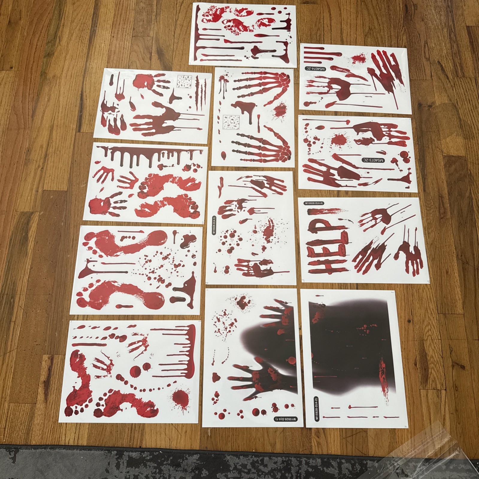 12 sheets of Bloody Handprint Footprint Window Stickers Wall Stickers /Halloween