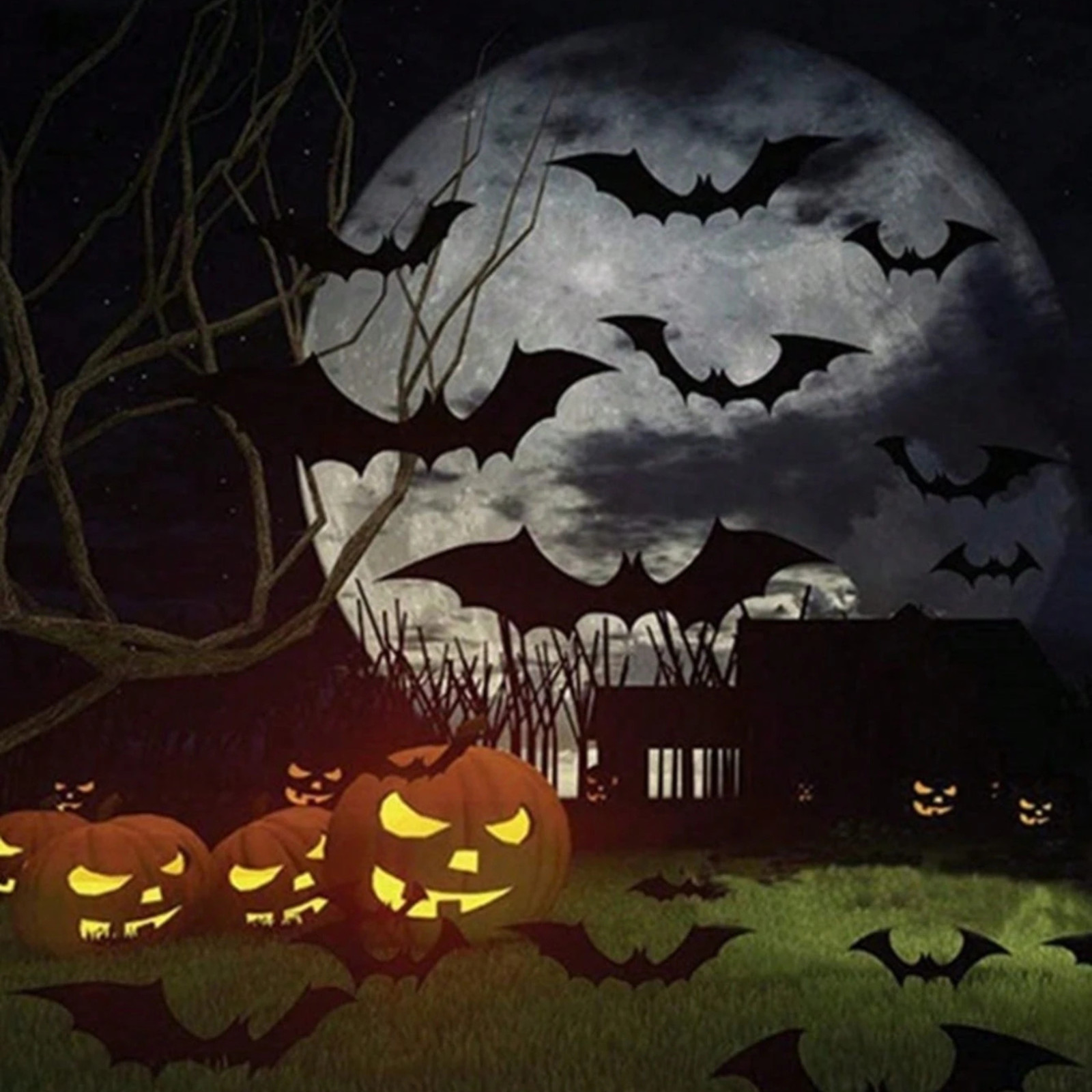 120/60pcs Halloween Bat Stickers 3D Black Stereoscopic Wall Decor Decals 4 Size