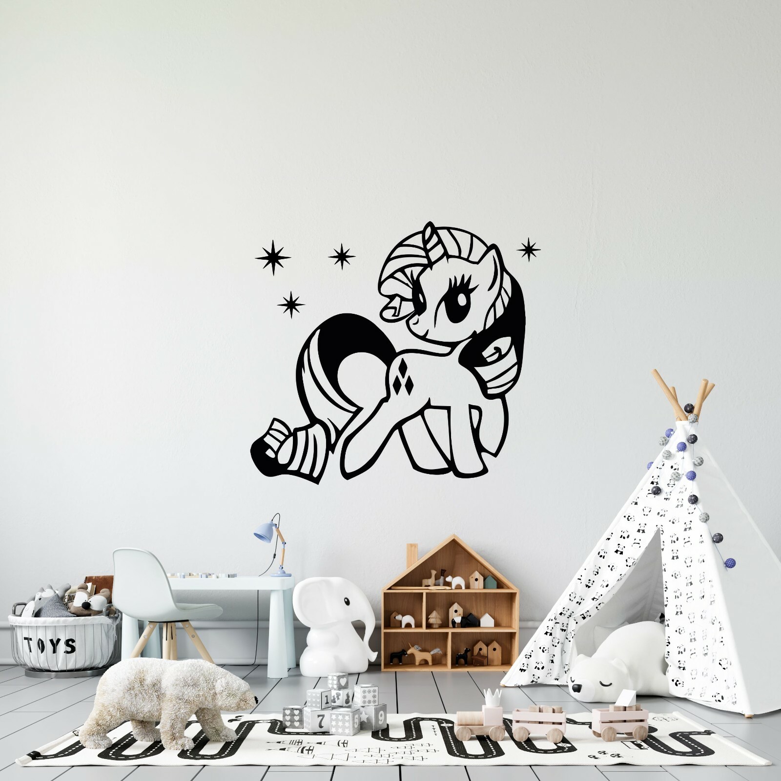 Female Unicorn Pony Rarity Wall Decal | My Little Pony Home Decoration Art 17×20