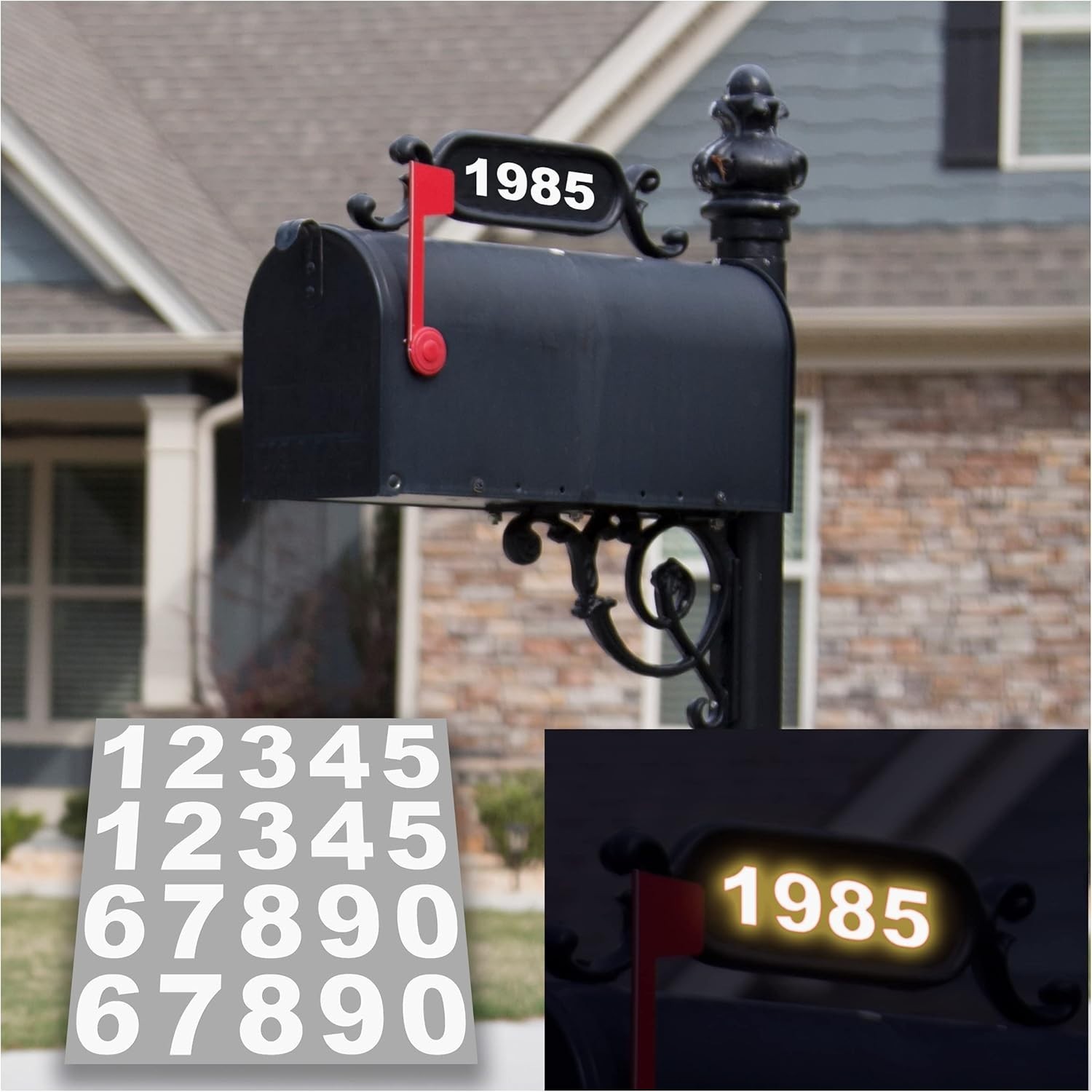 1.5 Inch Reflective Address Numbers – Easy to Apply Self-Adhesive Decal